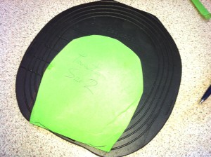 3. Use template to mark up and cut out pad--this is a 12mm Easycare EVA pad.